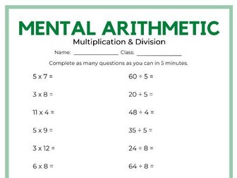 Mental Arithmetic - Multiplication & Division