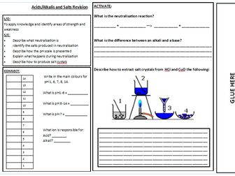 AQA trilogy chemistry topic 4 chemical changes.  REVISION part 2: Acids/Alkali and Salts worksheet.