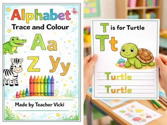 Alphabet Trace and Colour Worksheets A-Z Animals