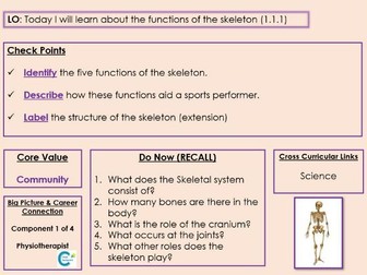 Edexcel GCSE PE Component 1 - Topic 1 - Skeleton Lesson 1