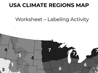 USA Climate Regions Map Worksheet – Geography Labeling Activity (Printable PDF)
