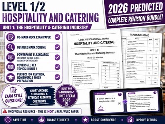 WJEC Hospitality and Catering Unit 1 Mock Paper + Flashcards