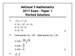 National 5 Maths 2017 Exam Solutions.