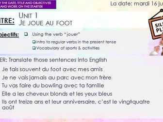 Year 7 French - Regular verbs (whole half term)
