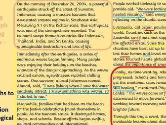 Tsunami Newspaper Report Year 4 / KS2