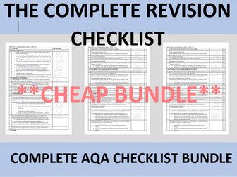 Biology A Level AQA Revision Checklist Bundle (ALL UNITS)