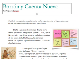 Spanish New Year's Cultural Reading and Goal Setting Activity- Borrón y cuenta nueva