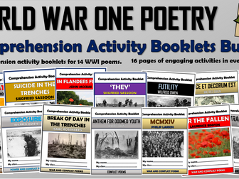 World War One Poetry - Comprehension Activity Booklets Bundle!
