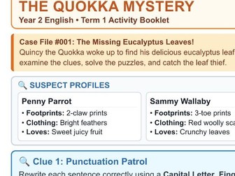 Year 2 Quokka Mystery: KS1 Grammar & Writing