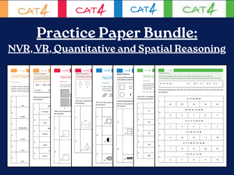 CAT4 Complete Practice Paper Bundle: Non-Verbal, Verbal, Quantatitive and Spatial Reasoning