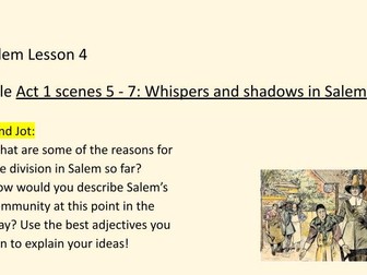 Salem (playscript) whole scheme of work; literature response