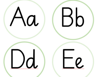 Upper and lower case alphabet circles