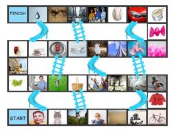 Phonics Consonant Letters b-c(k)-c(s)-d-g-j Photo Chutes-Ladders Game