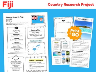 Fiji Country Research Project | Geography & Culture Worksheets