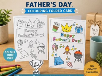 Father's Day Colouring Card, Father's Day Craft and Writing Activity