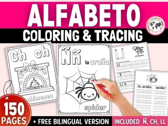 Spanish Alphabet: Alphabet Letters Activities in Spanish - Coloring and Tracing