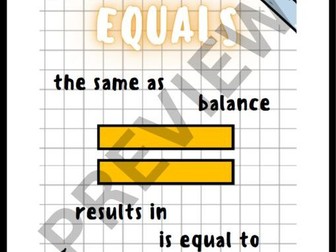 Maths Vocabulary Poster - Equals