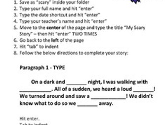 Third Grade Scary Story Halloween Essay Assignment - Microsoft Word