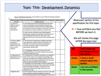 Geography Edexcel B GCSE 9-1 Development Dynamics topic checklist