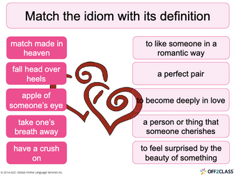 Idioms Describing Love - ESL/ELL Lesson Plan