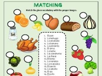 La comida vocabulary practice worksheets