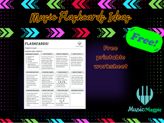 Music Flashcard Ideas Worksheet- Great for subs.