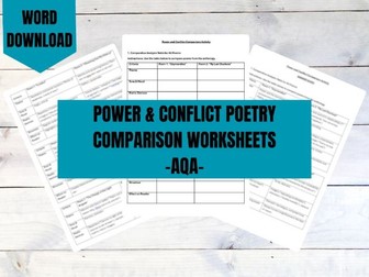 Power & Conflict Comparison Table Worksheet
