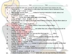 Idioms Multiple Choice Worksheet | Teaching Resources