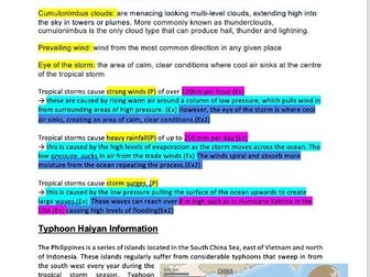 OCR B GCSE Geography- Global hazards revision booklet with questions
