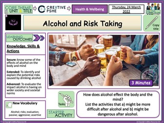 Alcohol and Risk Taking PSHE