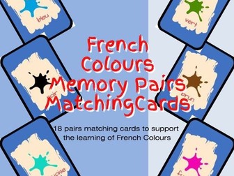 French Colours Themed Matching Memory Pairs Cards