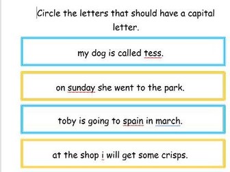 KS1 Activities for applying capital letters