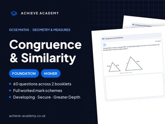 Congruence & Similarity GCSE Maths Booklets | Foundation & Higher + Mark Schemes