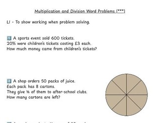 Second Level Differentiated Multiplication and Division Word Problems