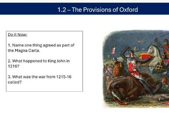 Power and the People GCSE AQA Lesson 2 - the Provisions of Oxford/ Simon de Montfort