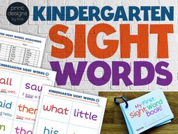 Kindergarten Sight Words Flip Book Wall Cards Assessment List Award Certificate