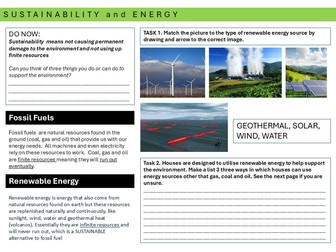 Design Technology Cover Work lesson - Sustainability and Design Task