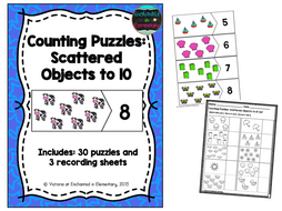 Counting Puzzles Set 1: Scattered Objects to 10