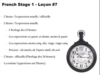 French as a foreign language 07, beginners/elementary: time