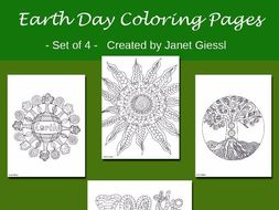 Earth Day Coloring Pages - Set of 4