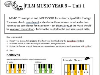 Film Music Composing - Garageband Worksheet