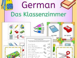 German Classroom - Das Klassenzimmer vocabulary activities, puzzles and games