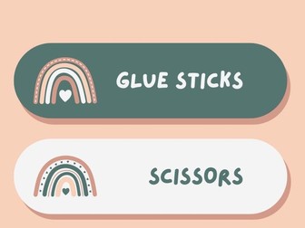 Classroom Supply Labels – Pink & Green Rainbow Theme (Editable & Printable)