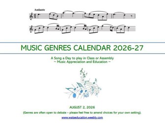 *NEW* MUSIC GENRES CALENDAR 2026-27
