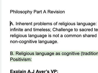 Eduqas Philosophy Essay Part A plans