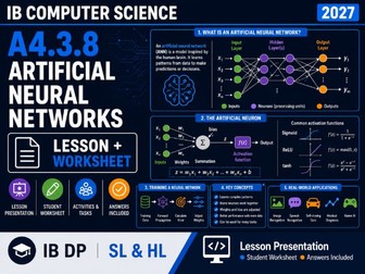 IB Computer Science 2027 – A4.3.8 Artificial Neural Networks – Lesson & Worksheet