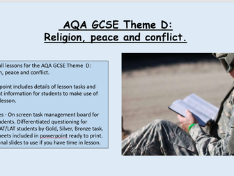 AQA GCSE Theme D: Religion, peace and conflict.