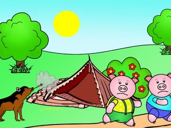 The Three Pigs, PowerPoint story, sequence cards, colouring pages and mini-book