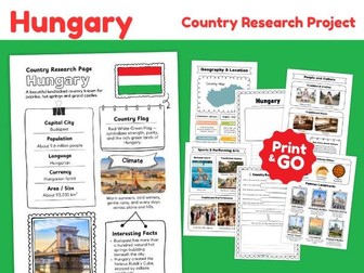 Hungary Country Study Worksheets | Geography & Culture