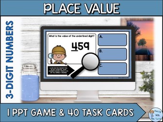 Interactive Place Value Game 3 Digit Numbers for Power Point™
